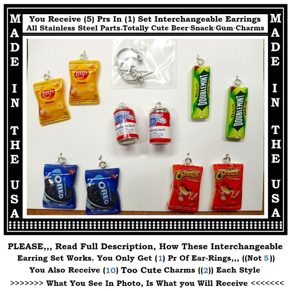 NEW Party Food Charm Interchangeable Earrings - Snack Earrings - Teen Earrings